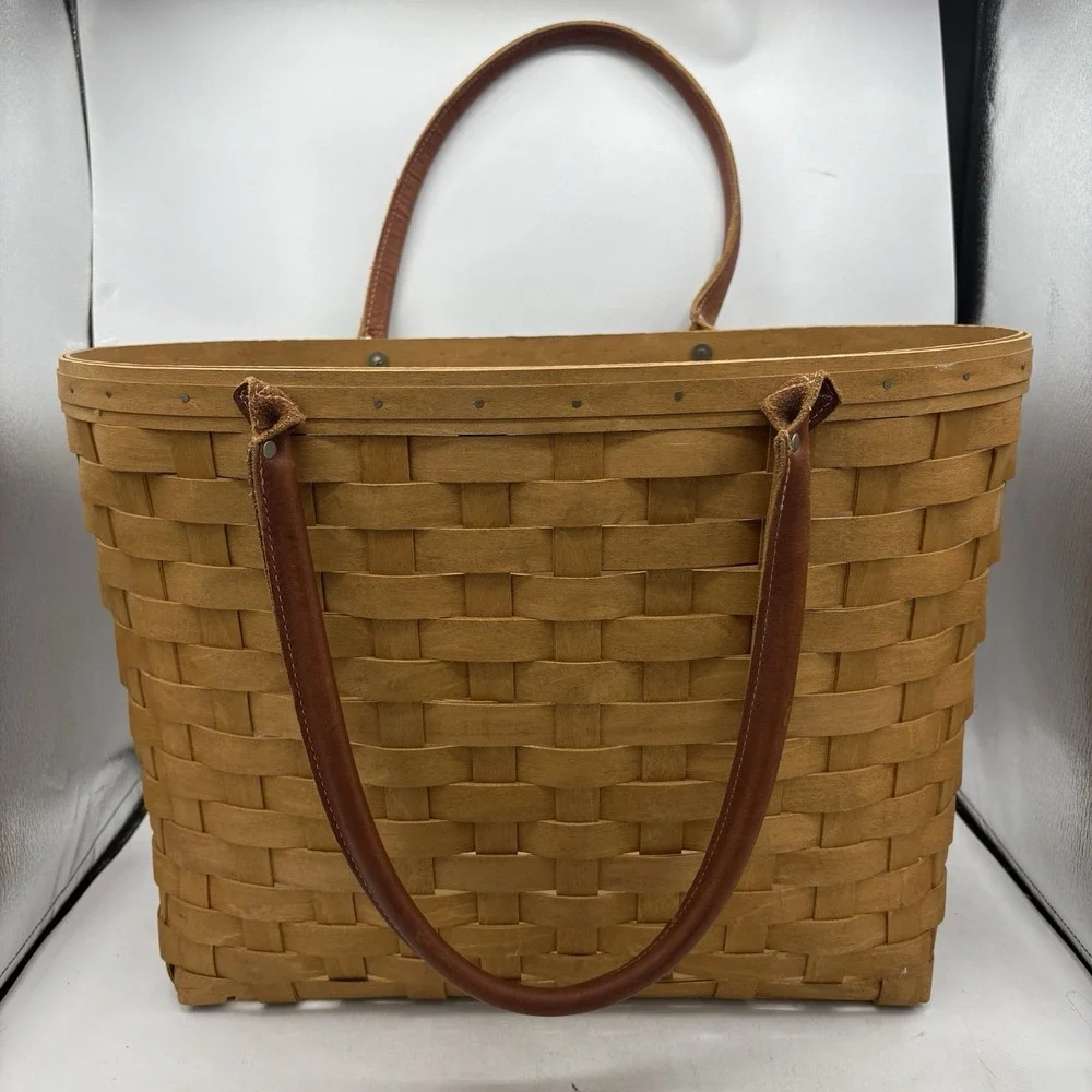 Longaberger Basket Large Boardwalk Picnic Tote Beach with Plastic Protector